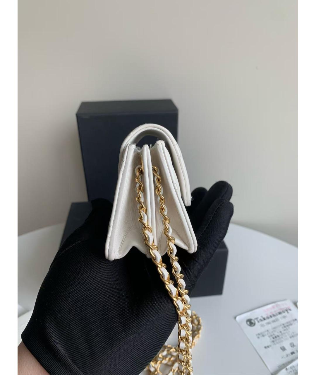 CHANEL Белая кожаная сумка через плечо, фото 4