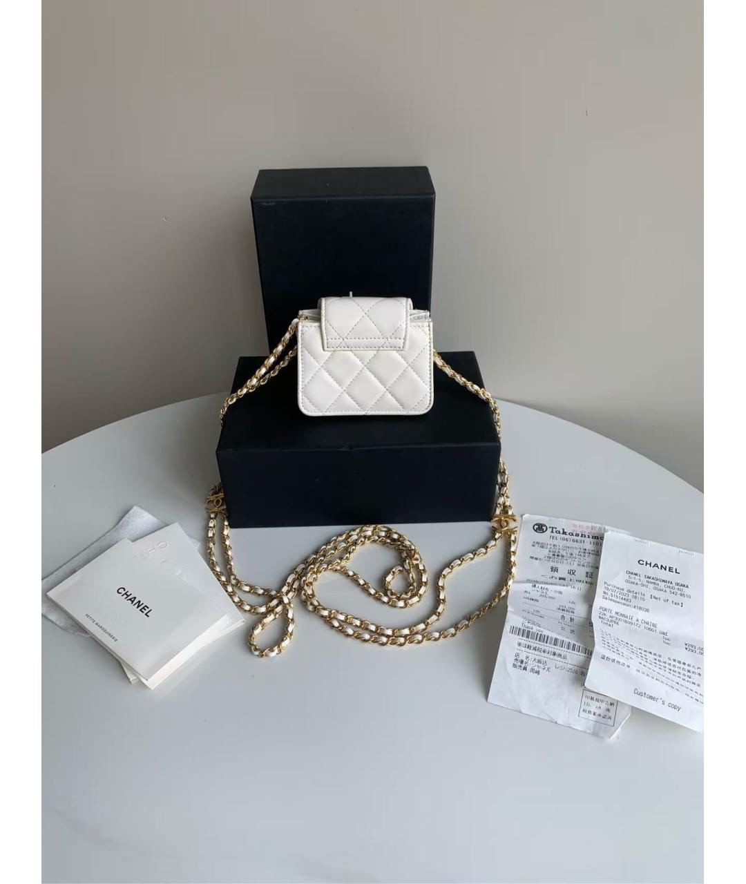 CHANEL Белая кожаная сумка через плечо, фото 3