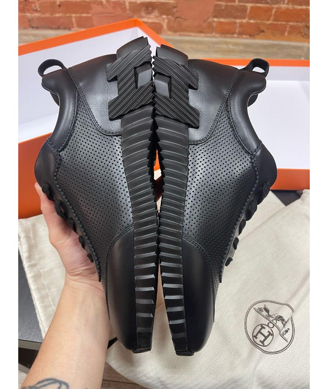 HERMES Черные кожаные низкие кроссовки / кеды, фото 7