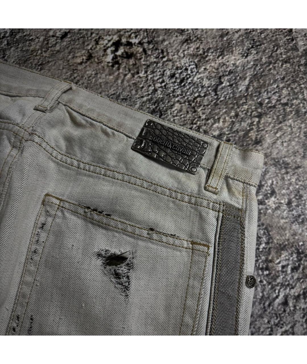 ROBERTO CAVALLI Бежевые хлопковые прямые джинсы, фото 8