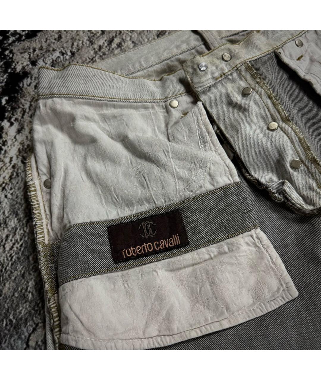 ROBERTO CAVALLI Бежевые хлопковые прямые джинсы, фото 5