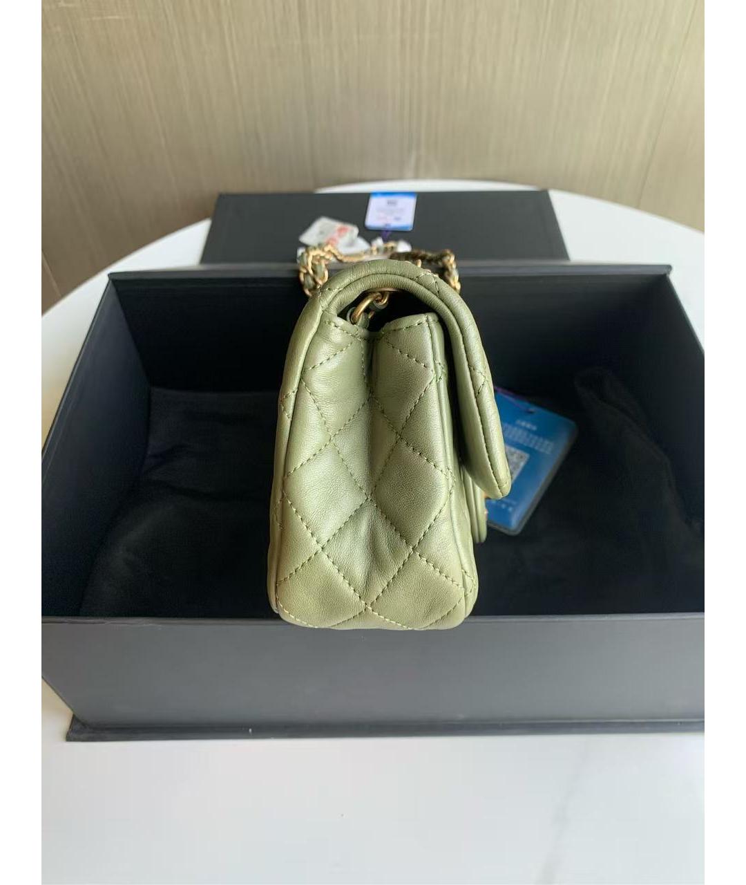 CHANEL Салатовая кожаная сумка через плечо, фото 3