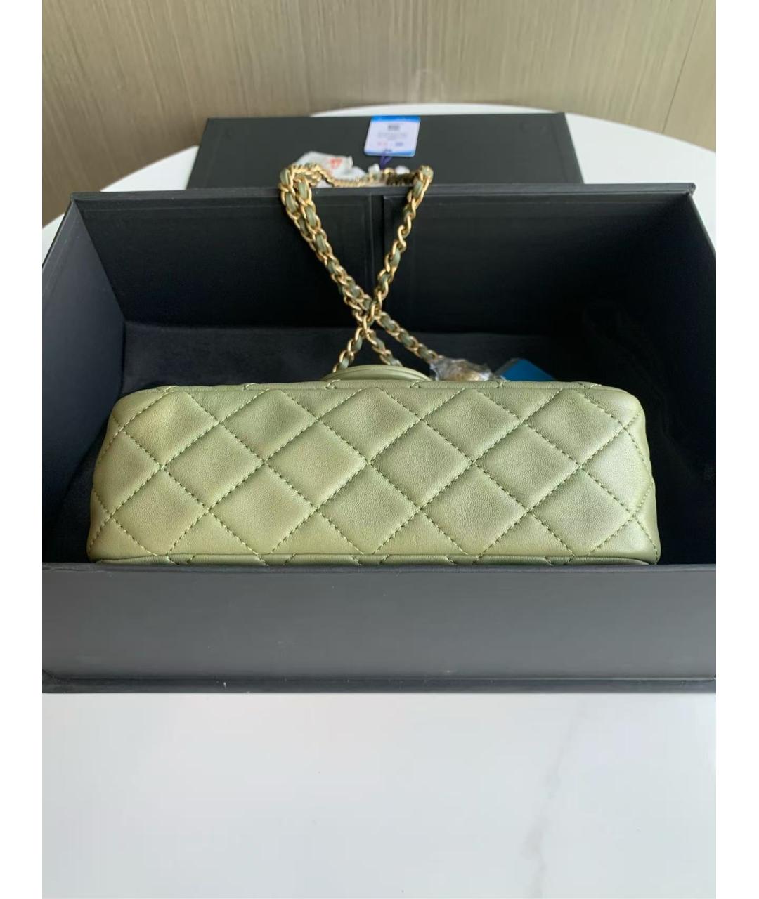 CHANEL Салатовая кожаная сумка через плечо, фото 4