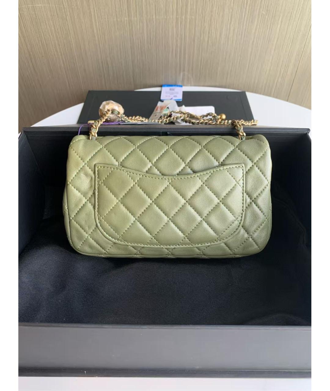 CHANEL Салатовая кожаная сумка через плечо, фото 2