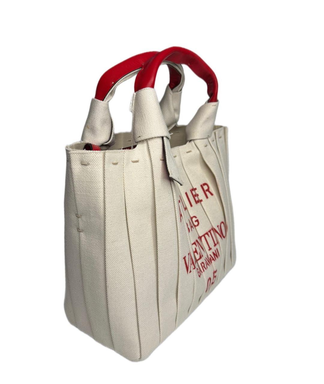 VALENTINO Бежевая тканевая сумка тоут, фото 2