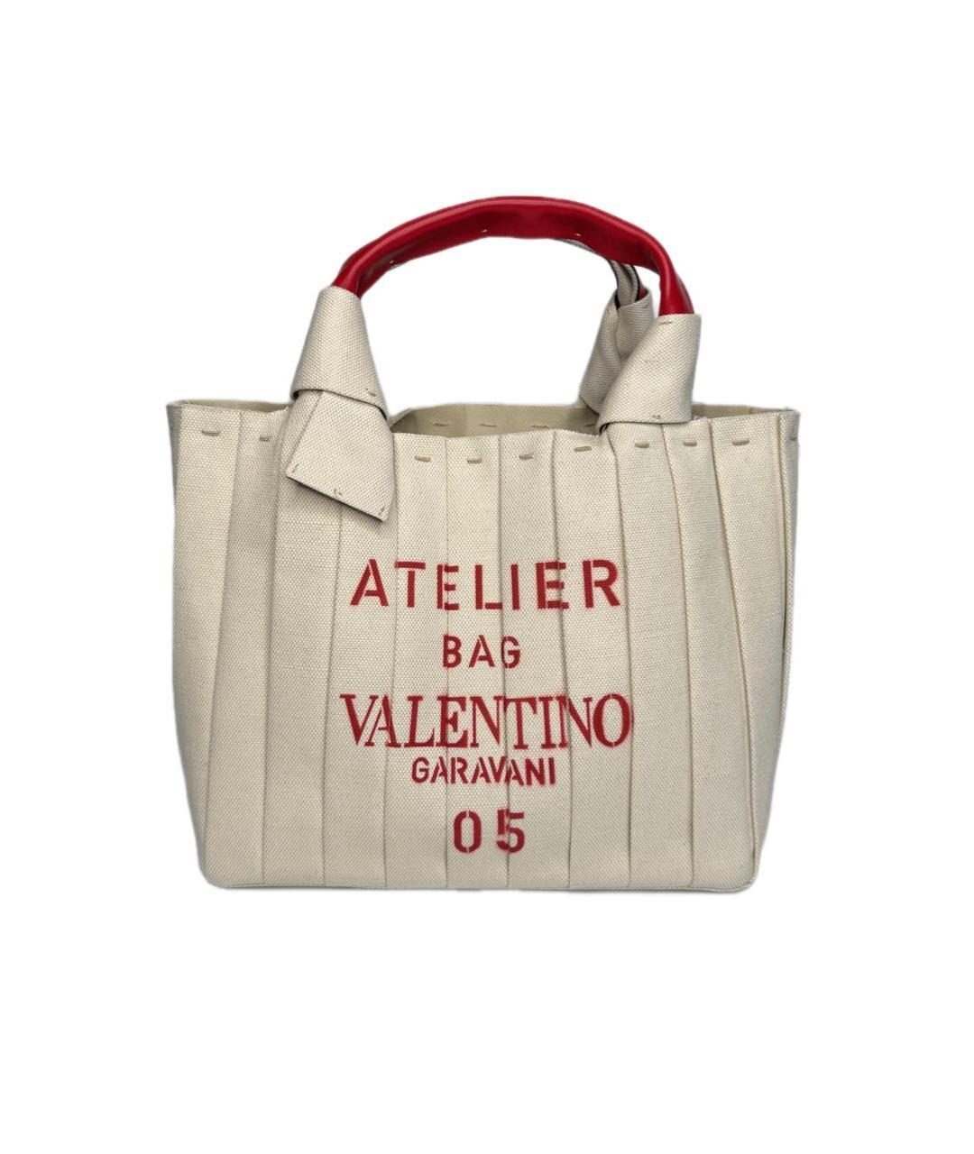 VALENTINO Бежевая тканевая сумка тоут, фото 1