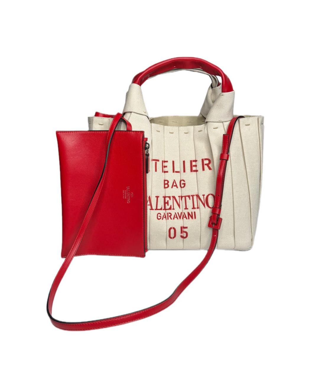 VALENTINO Бежевая тканевая сумка тоут, фото 5