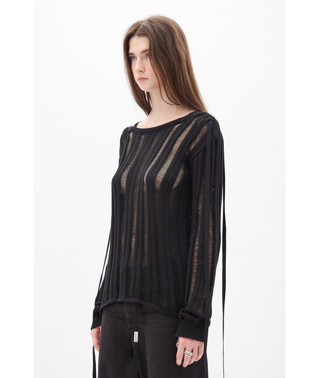 ANN DEMEULEMEESTER Черный хлопковый джемпер / свитер, фото 2