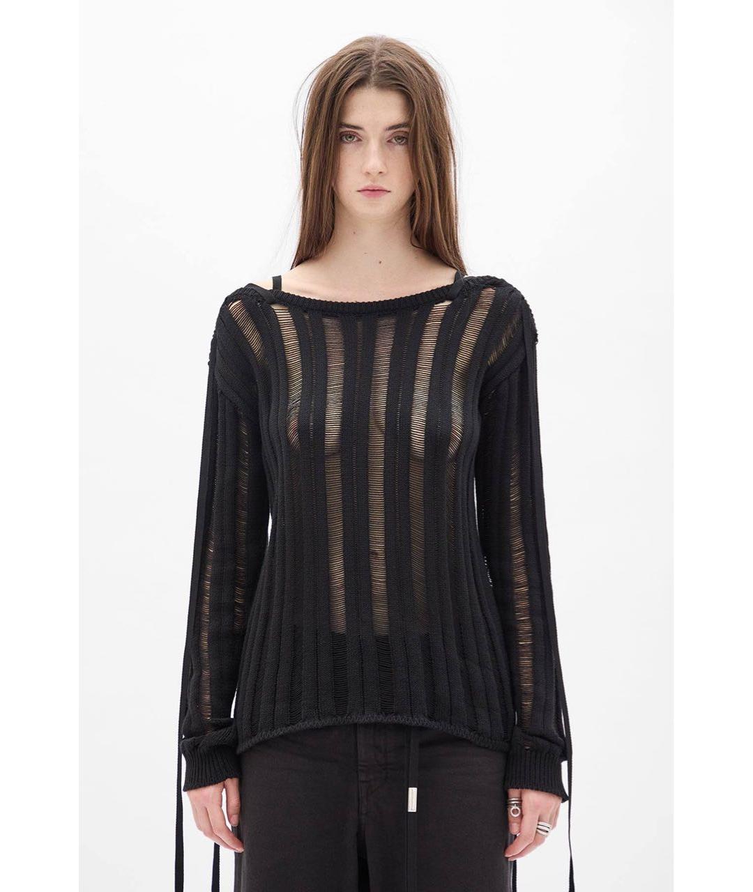 ANN DEMEULEMEESTER Черный хлопковый джемпер / свитер, фото 5