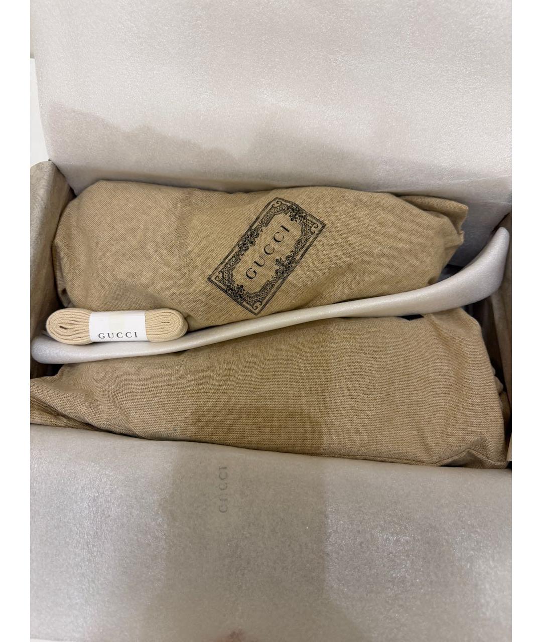 GUCCI Коричневые кожаные низкие кроссовки / кеды, фото 7