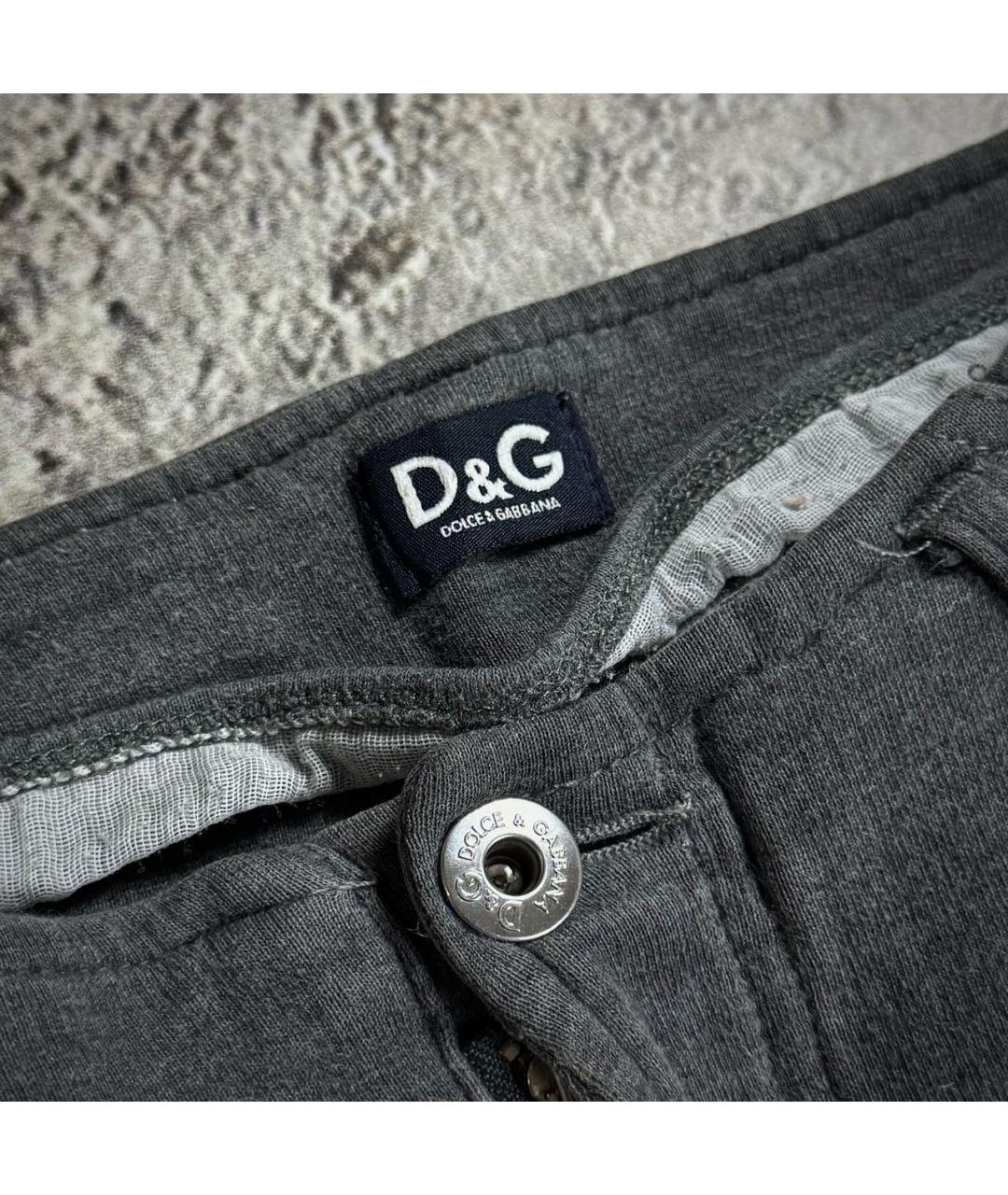 DOLCE&GABBANA Серые хлопковые повседневные брюки, фото 3