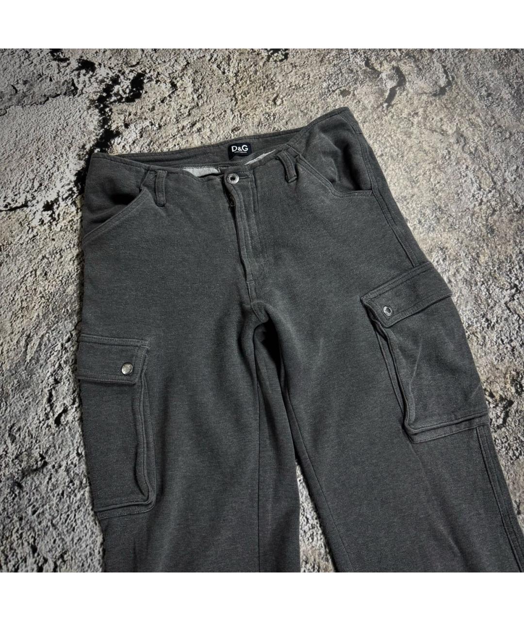 DOLCE&GABBANA Серые хлопковые повседневные брюки, фото 4
