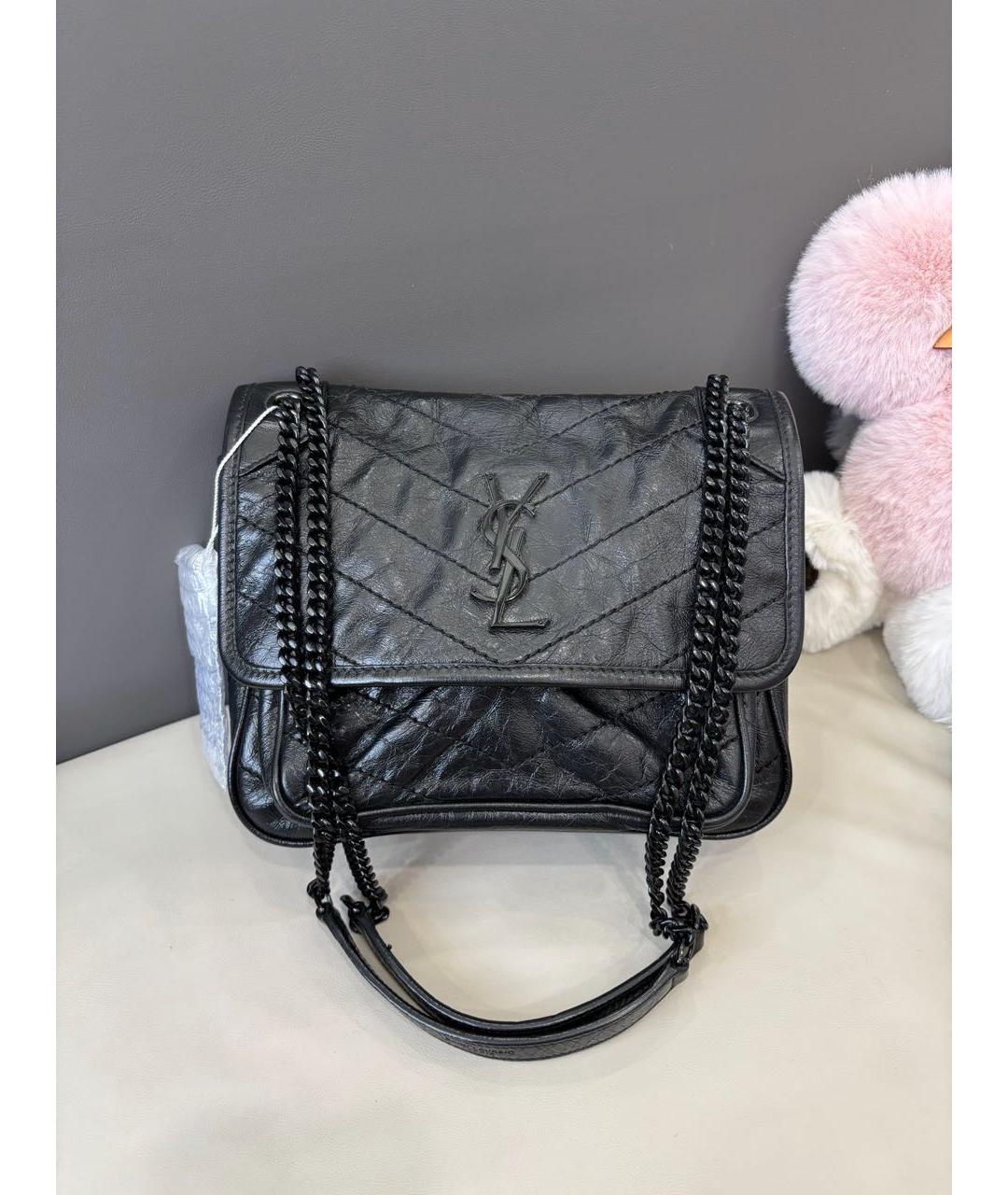 SAINT LAURENT Черная кожаная сумка через плечо, фото 8