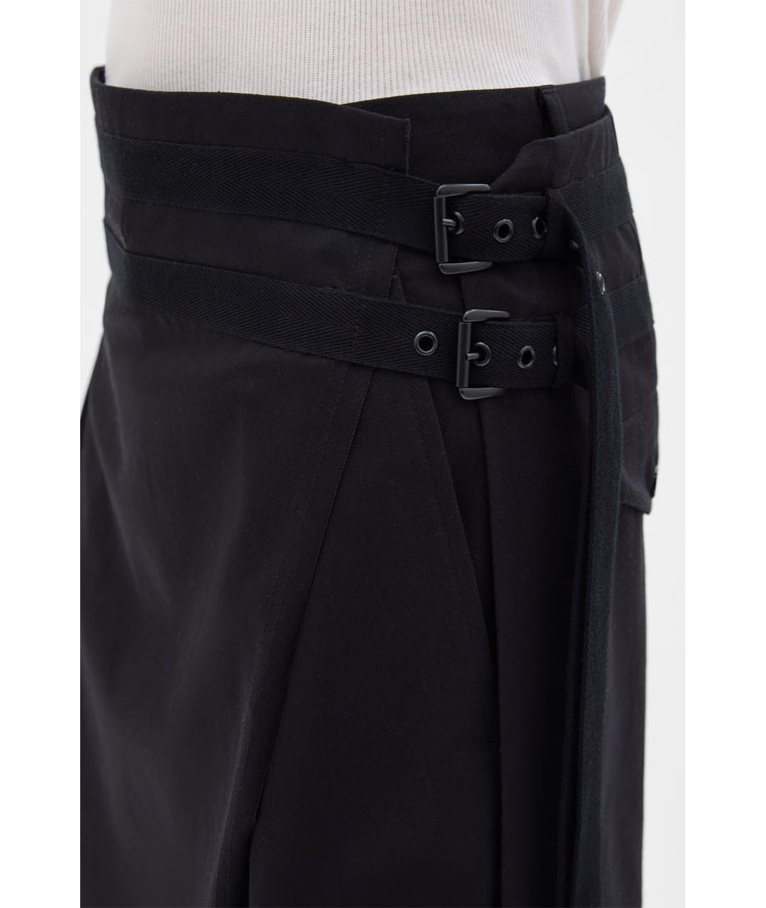 ANN DEMEULEMEESTER Черная хлопковая юбка миди, фото 2