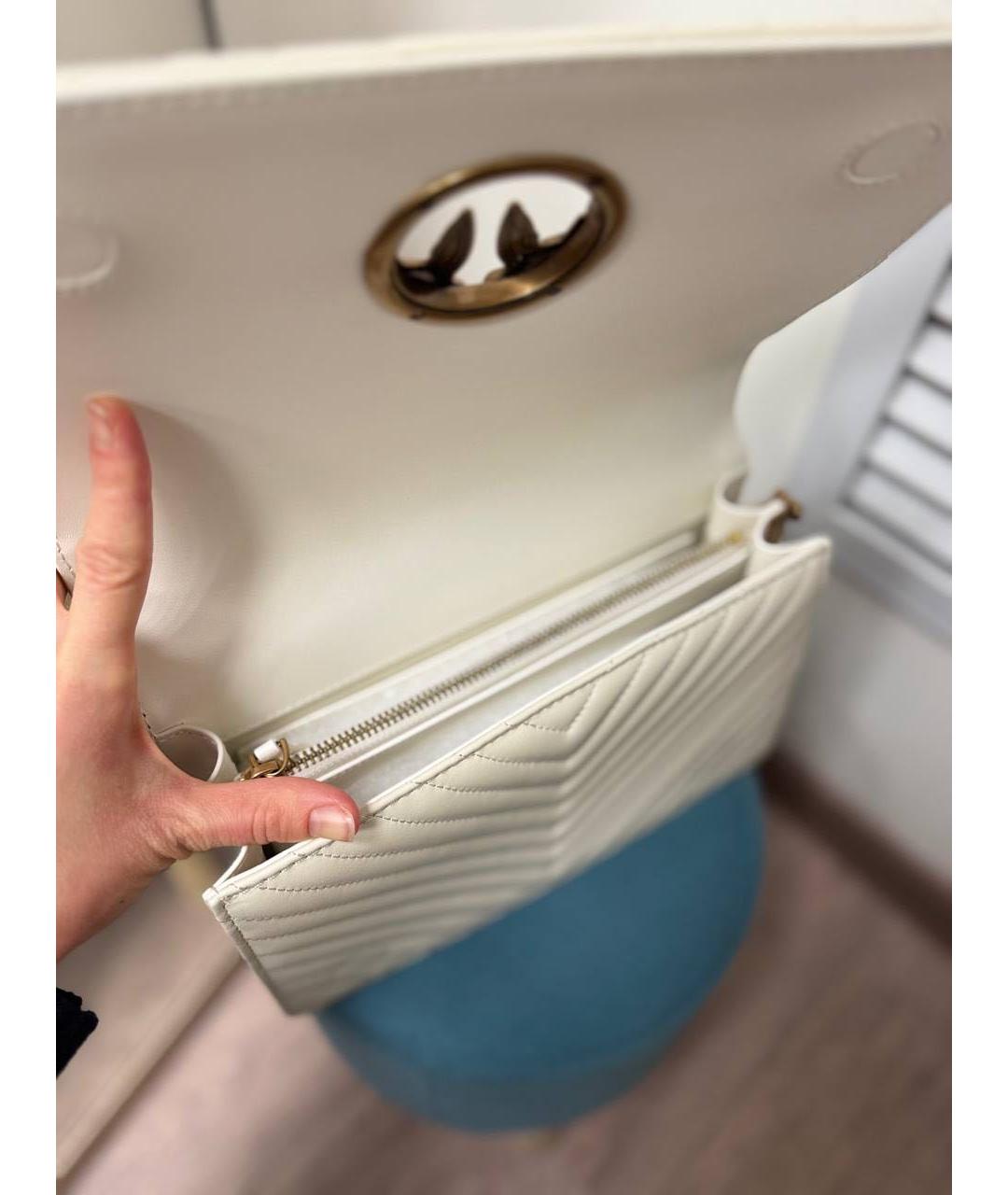 PINKO Бежевая кожаная сумка через плечо, фото 3