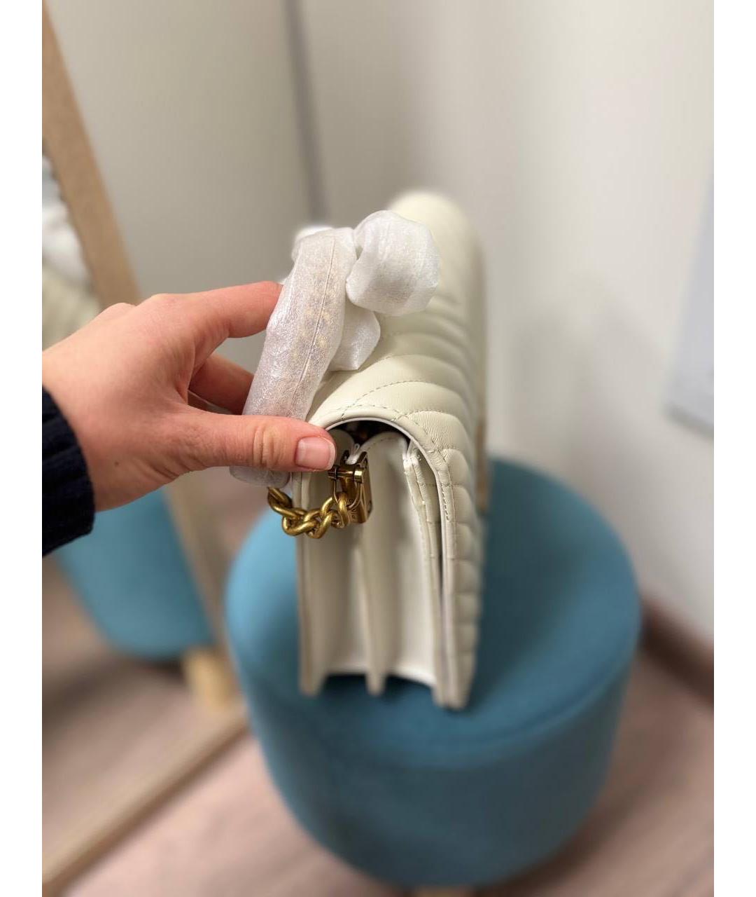 PINKO Бежевая кожаная сумка через плечо, фото 4