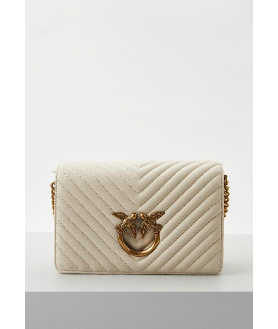 PINKO Бежевая кожаная сумка через плечо, фото 6