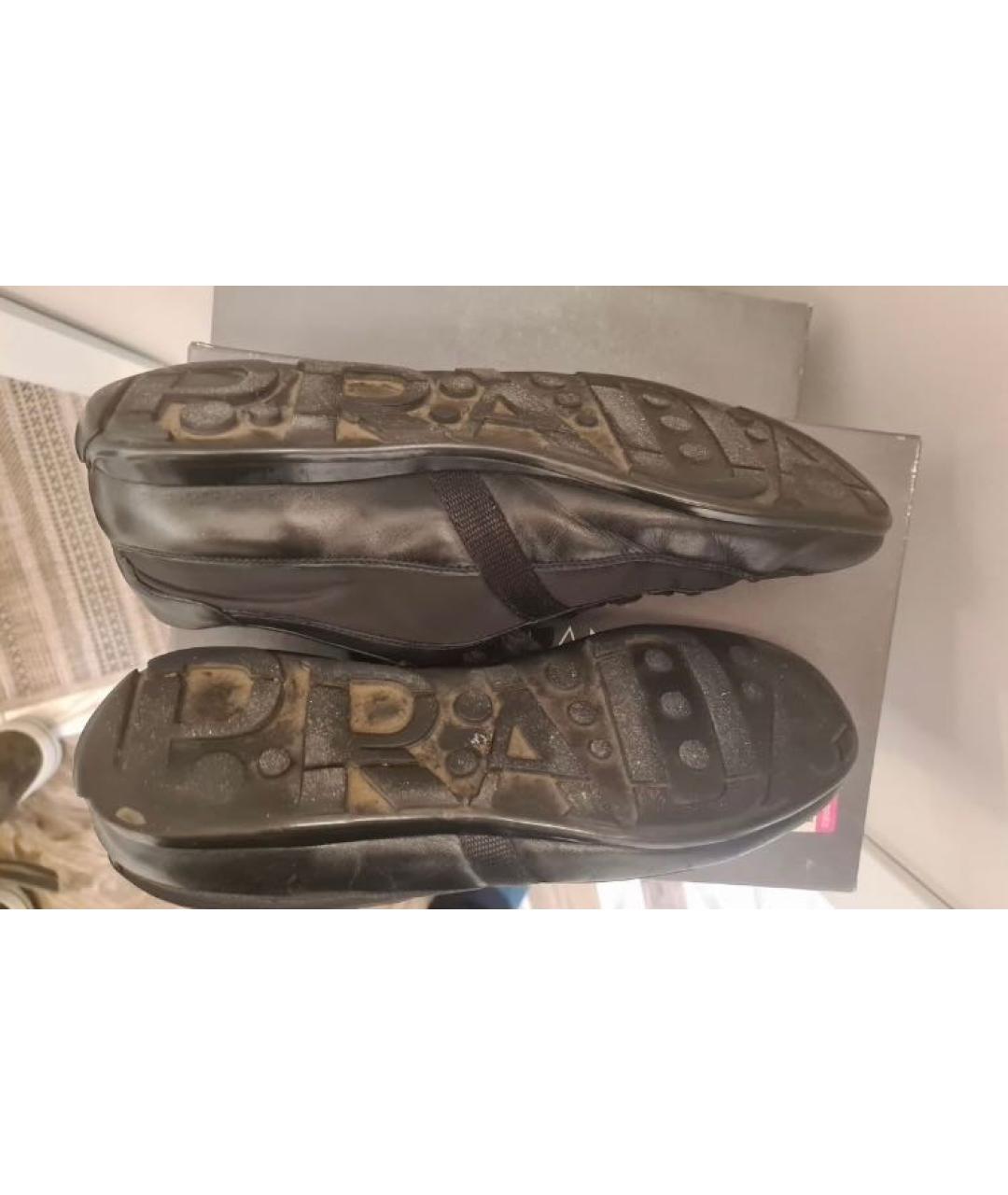 PRADA Черные кожаные кроссовки, фото 4