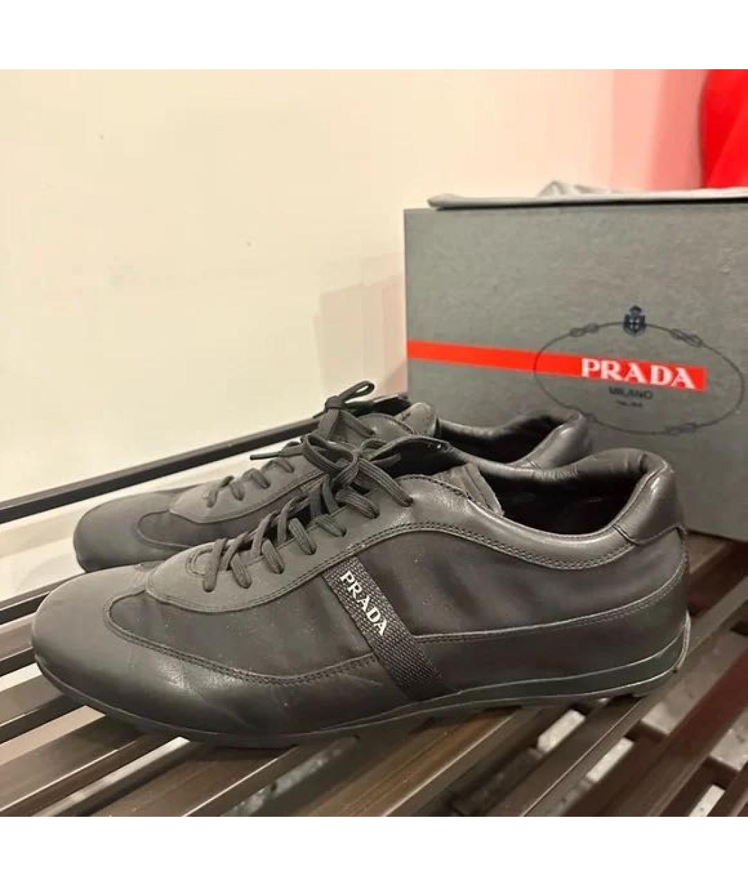 PRADA Черные кожаные кроссовки, фото 6