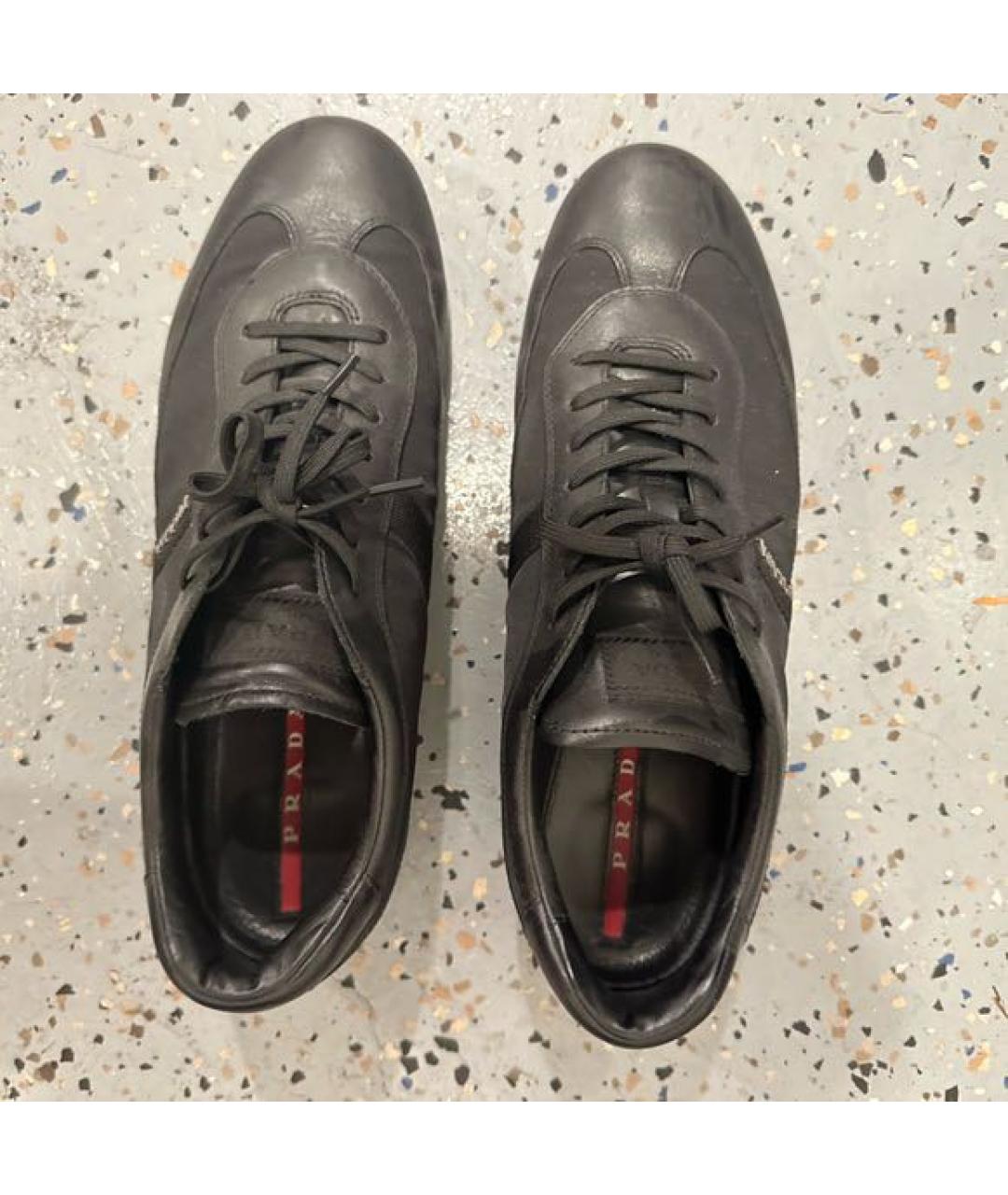 PRADA Черные кожаные кроссовки, фото 3