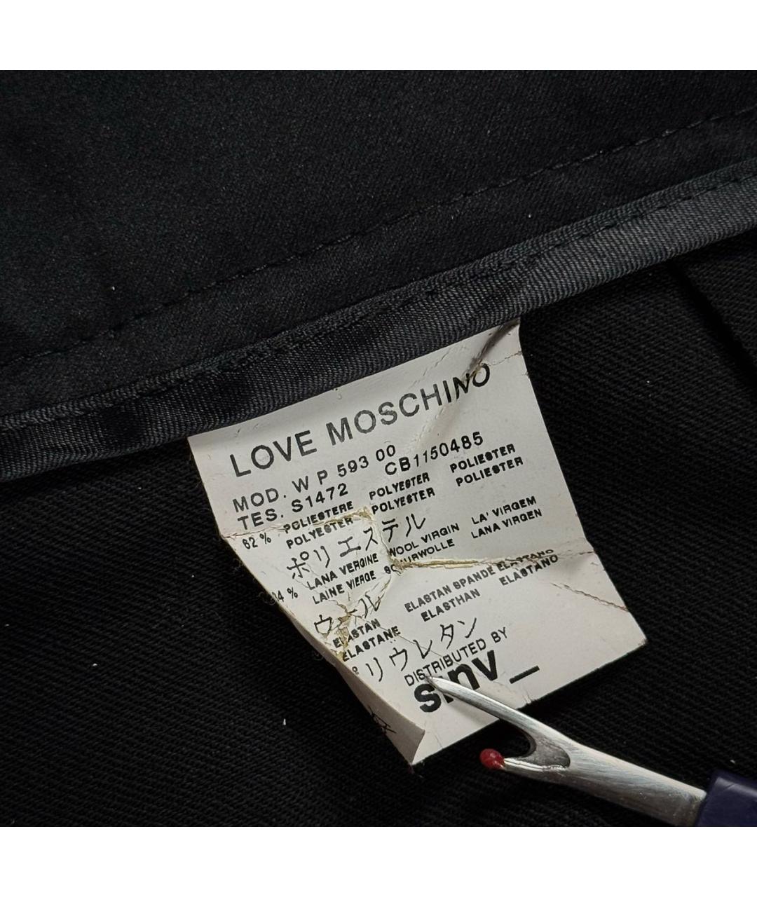 LOVE MOSCHINO Черные шерстяные классические брюки, фото 4