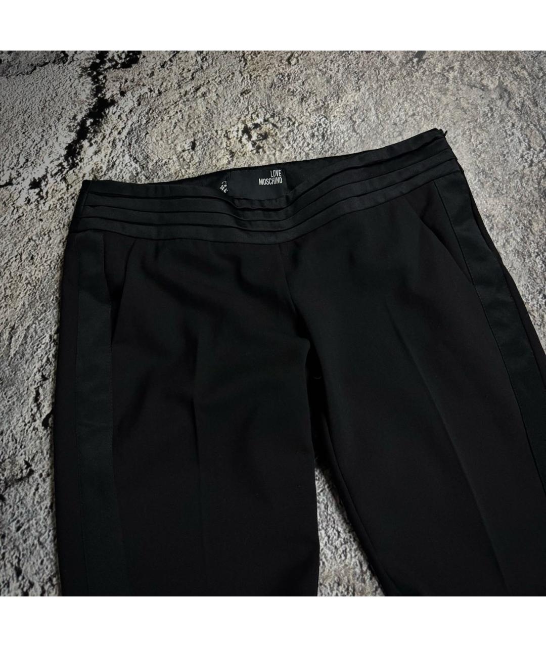 LOVE MOSCHINO Черные шерстяные классические брюки, фото 3
