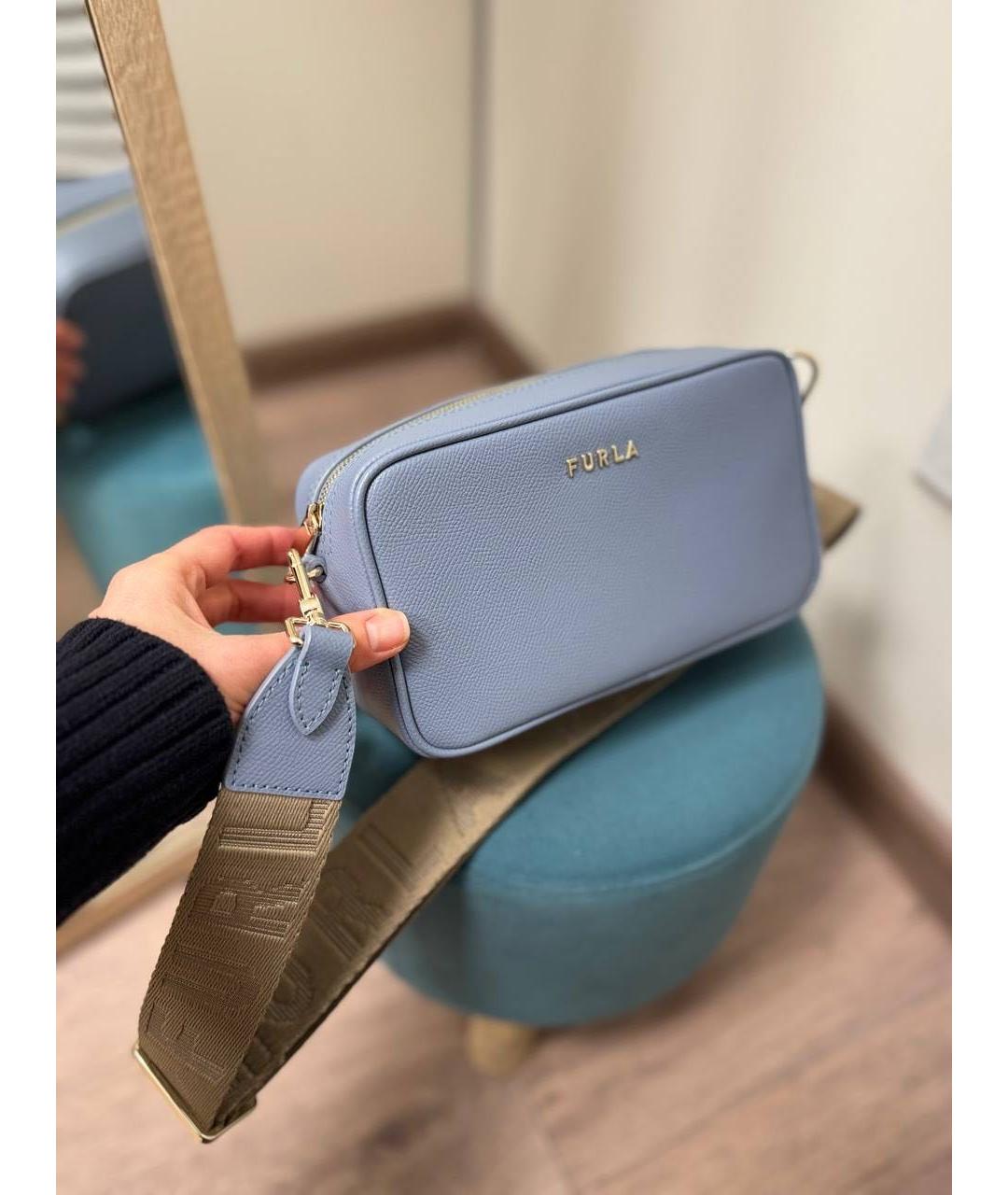 FURLA Голубая кожаная сумка через плечо, фото 2