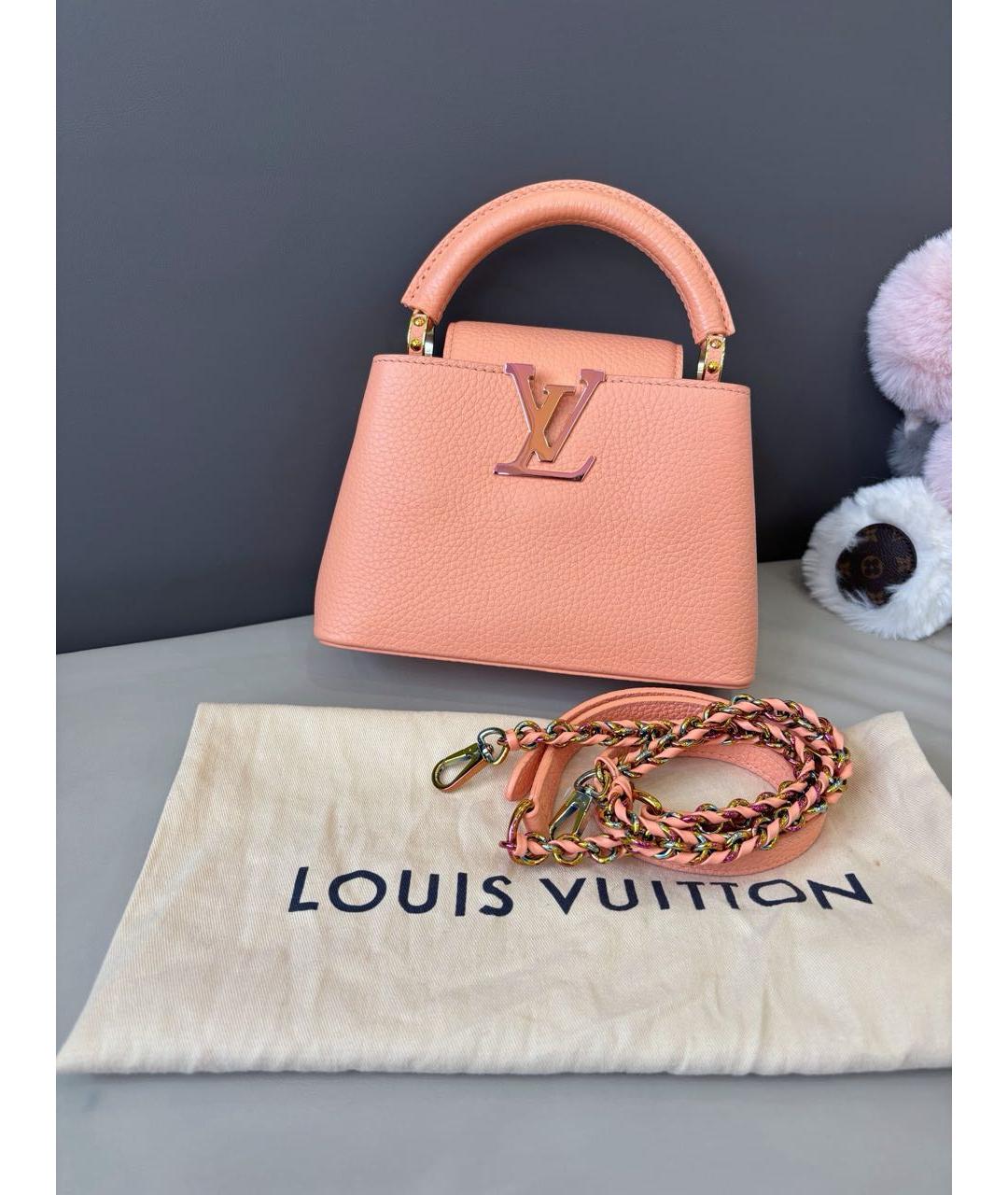 LOUIS VUITTON Коралловая кожаная сумка с короткими ручками, фото 2