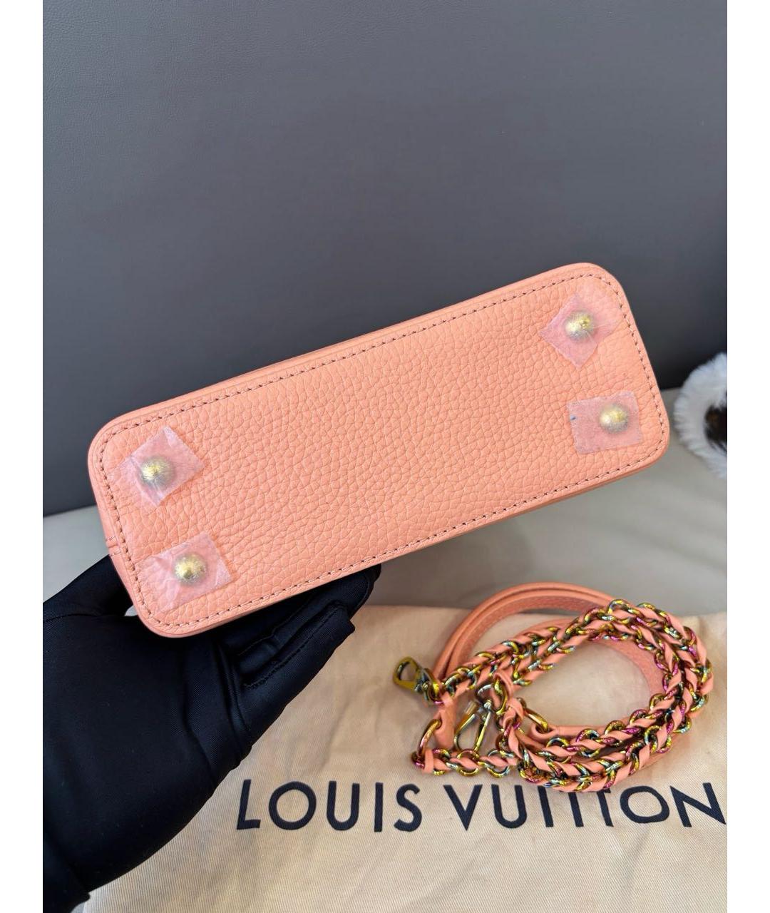 LOUIS VUITTON Коралловая кожаная сумка с короткими ручками, фото 5