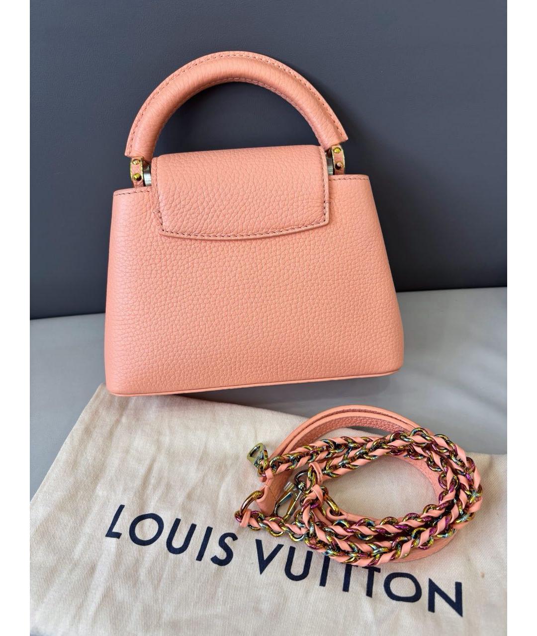 LOUIS VUITTON Коралловая кожаная сумка с короткими ручками, фото 4