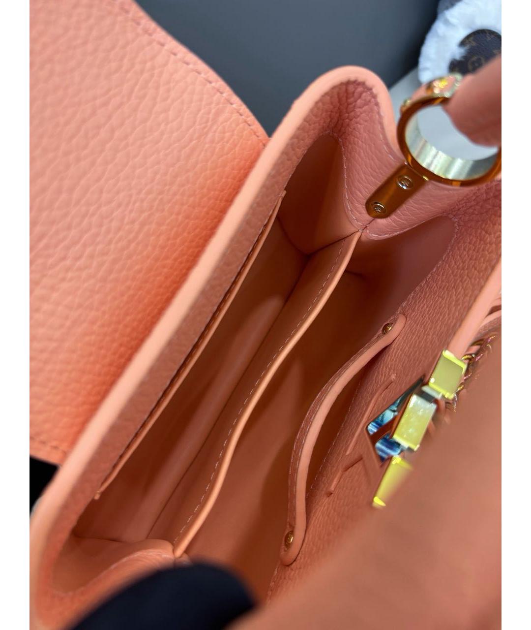 LOUIS VUITTON Коралловая кожаная сумка с короткими ручками, фото 7