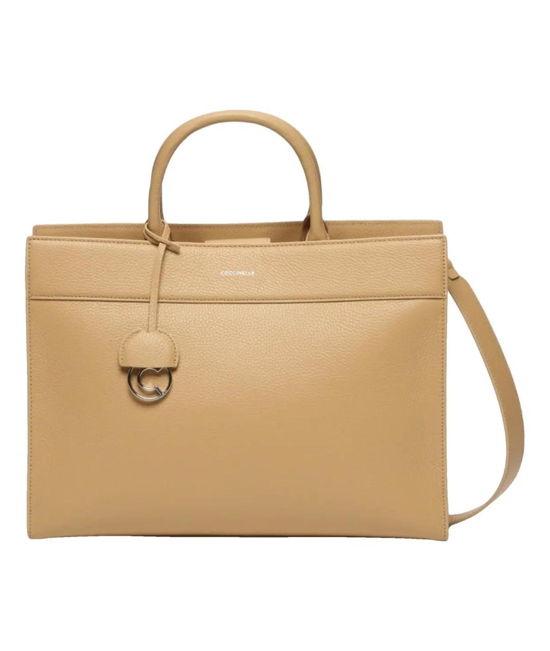 COCCINELLE Бежевая кожаная сумка тоут, фото 4