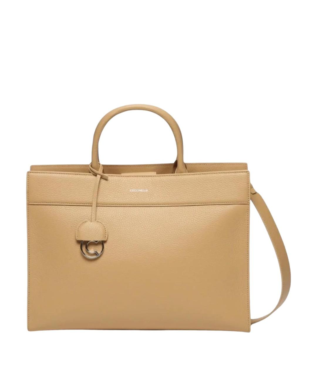 COCCINELLE Бежевая кожаная сумка тоут, фото 1