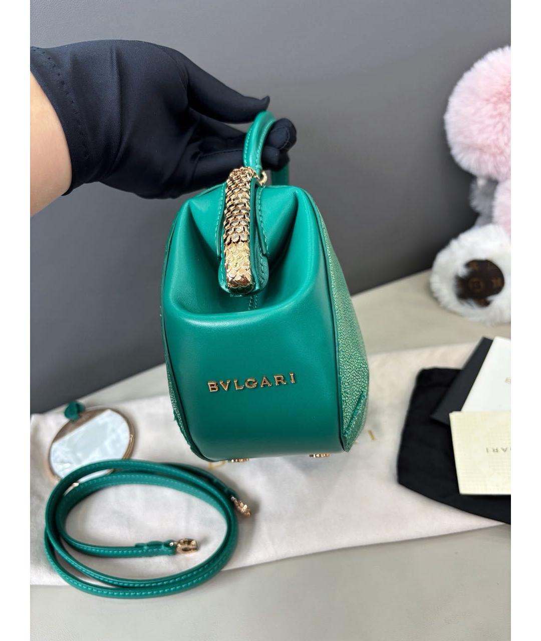 BVLGARI Зеленая кожаная сумка через плечо, фото 4