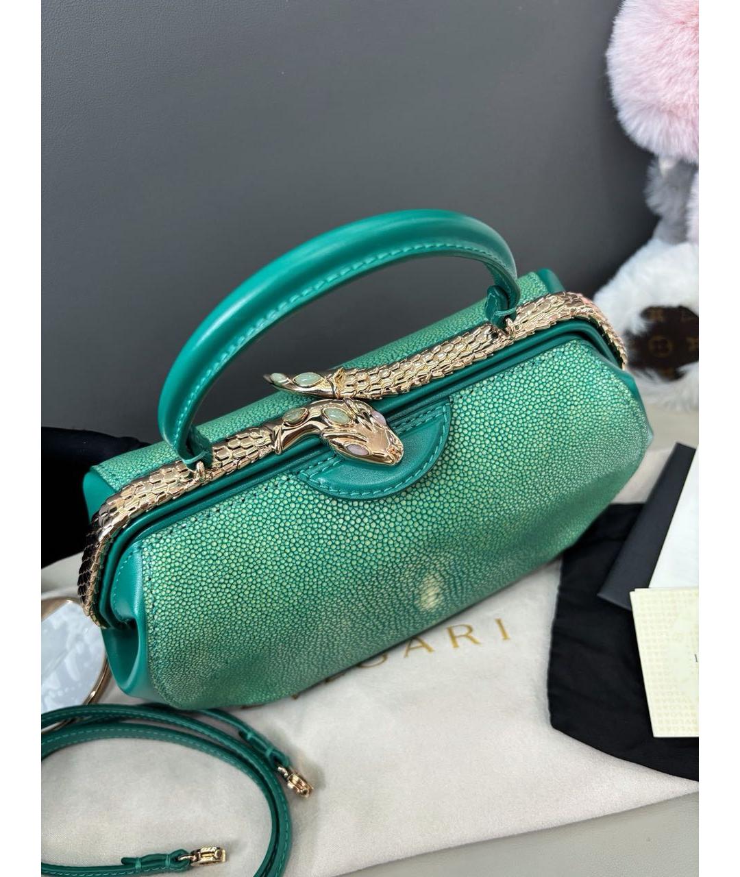 BVLGARI Зеленая кожаная сумка через плечо, фото 3