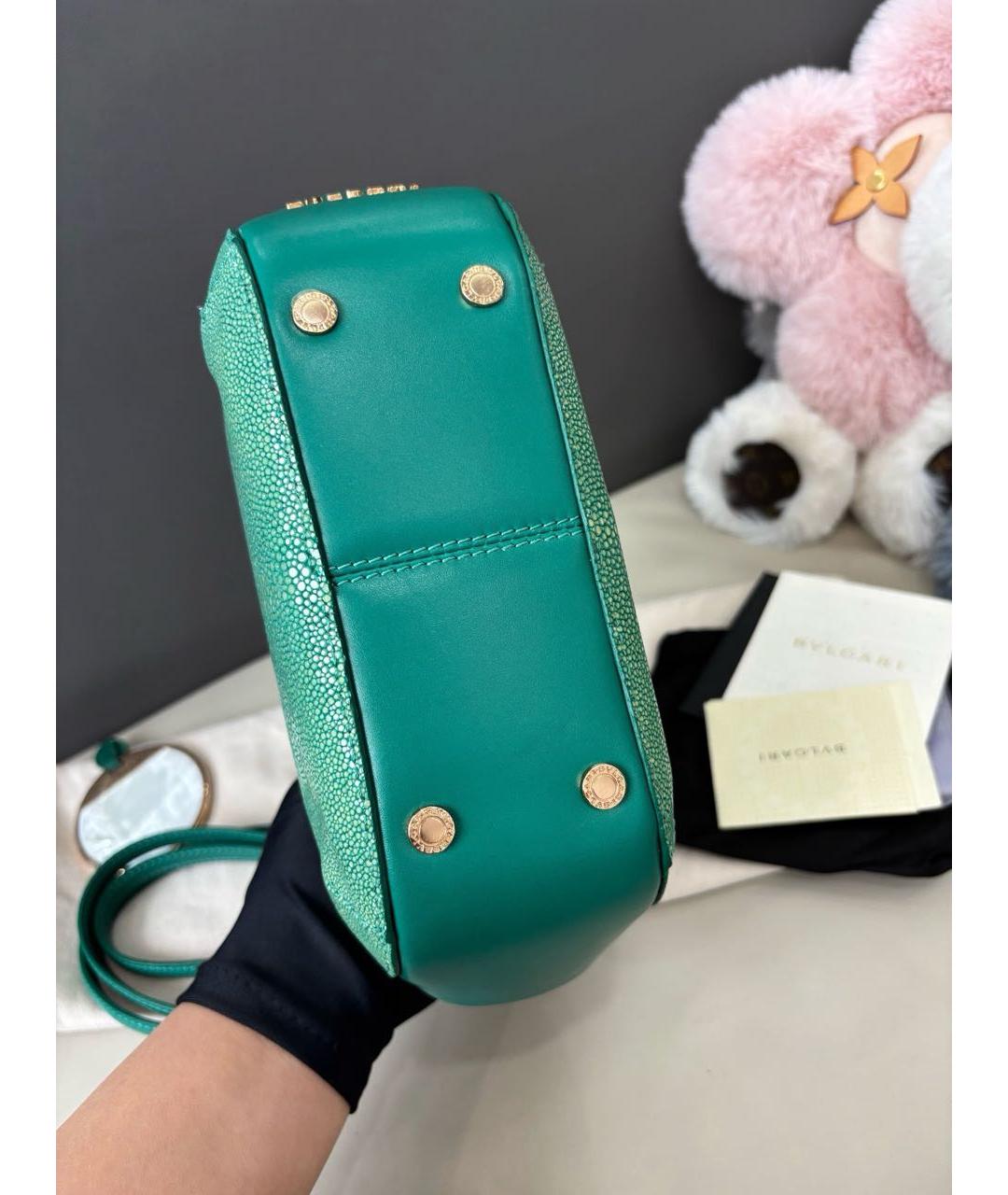 BVLGARI Зеленая кожаная сумка через плечо, фото 7