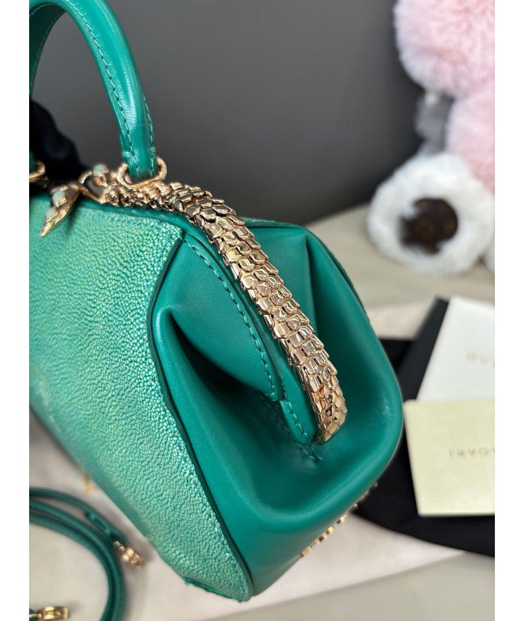 BVLGARI Зеленая кожаная сумка через плечо, фото 5