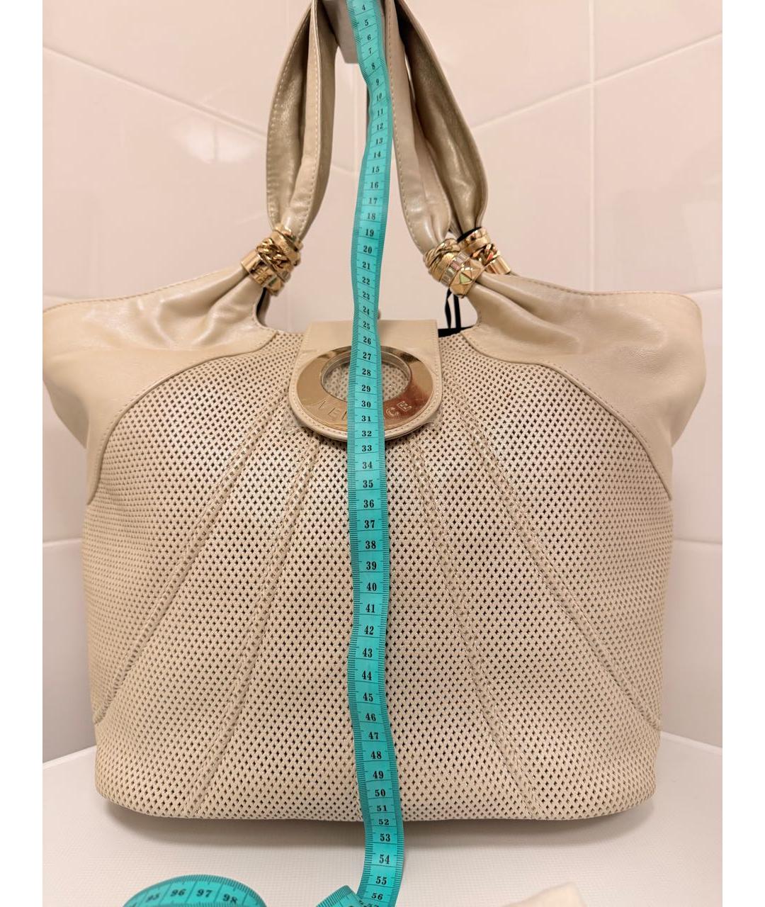 VERSACE Бежевая кожаная сумка тоут, фото 7