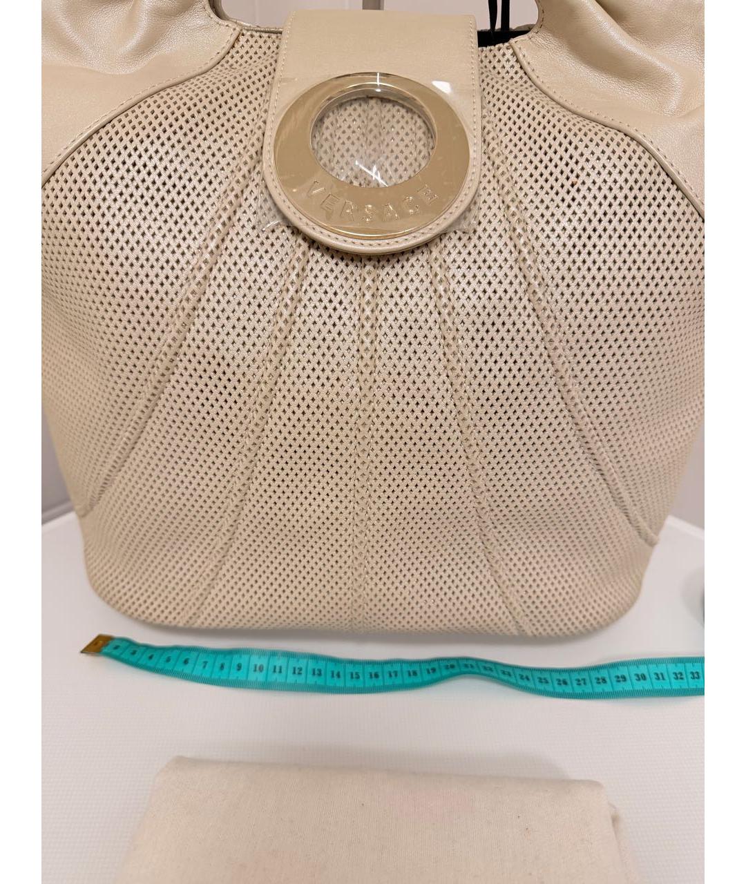 VERSACE Бежевая кожаная сумка тоут, фото 6