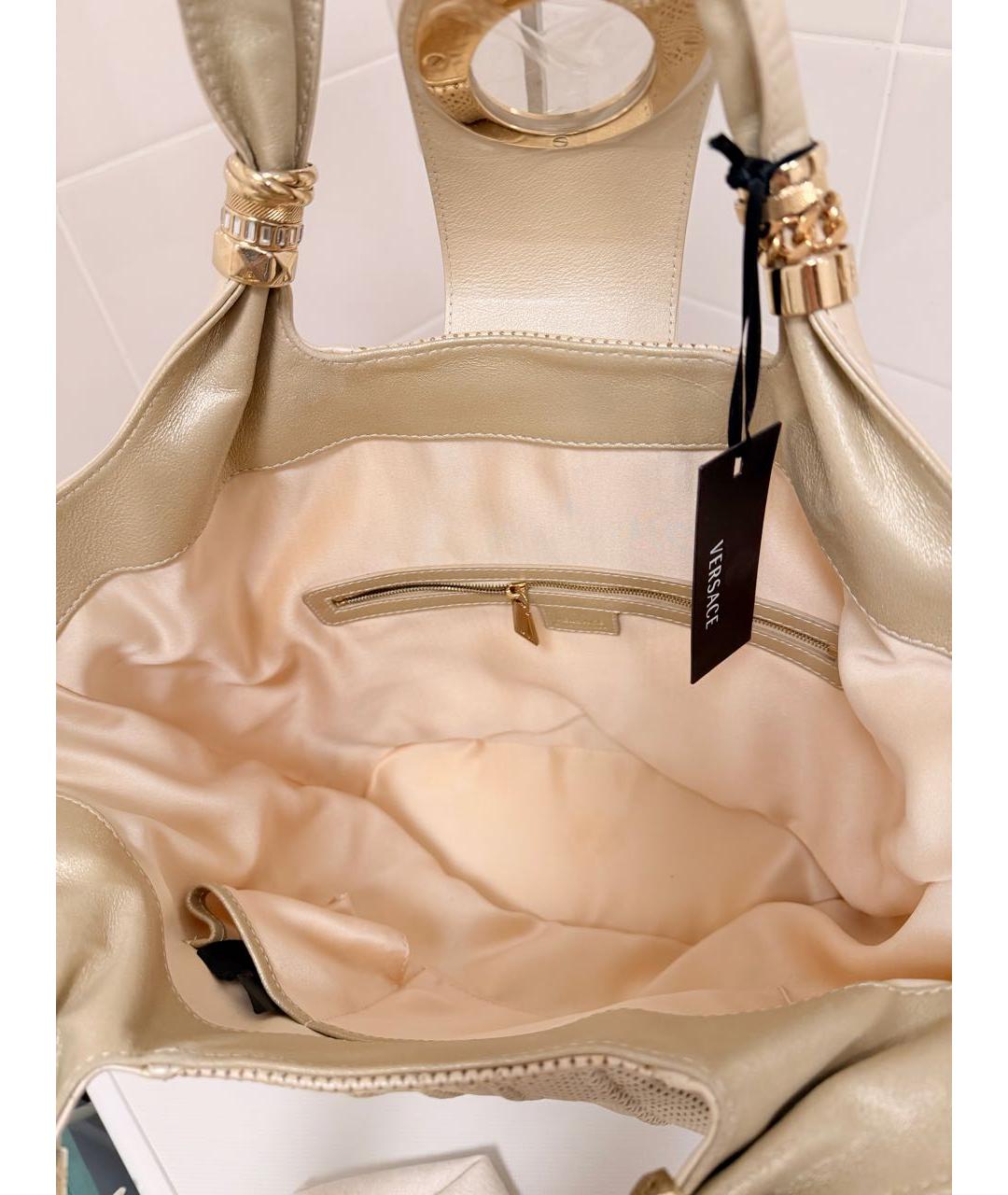 VERSACE Бежевая кожаная сумка тоут, фото 4