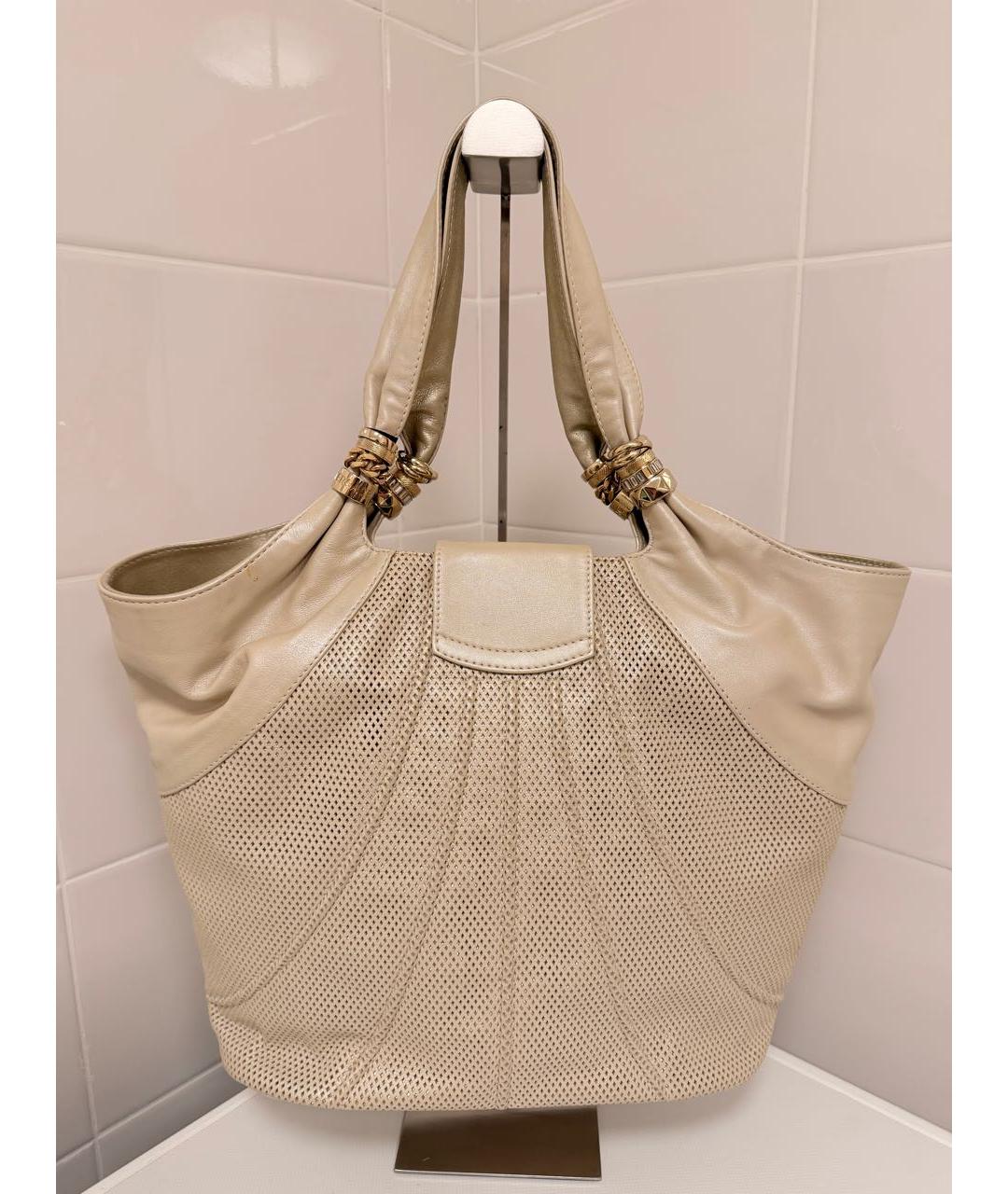 VERSACE Бежевая кожаная сумка тоут, фото 2