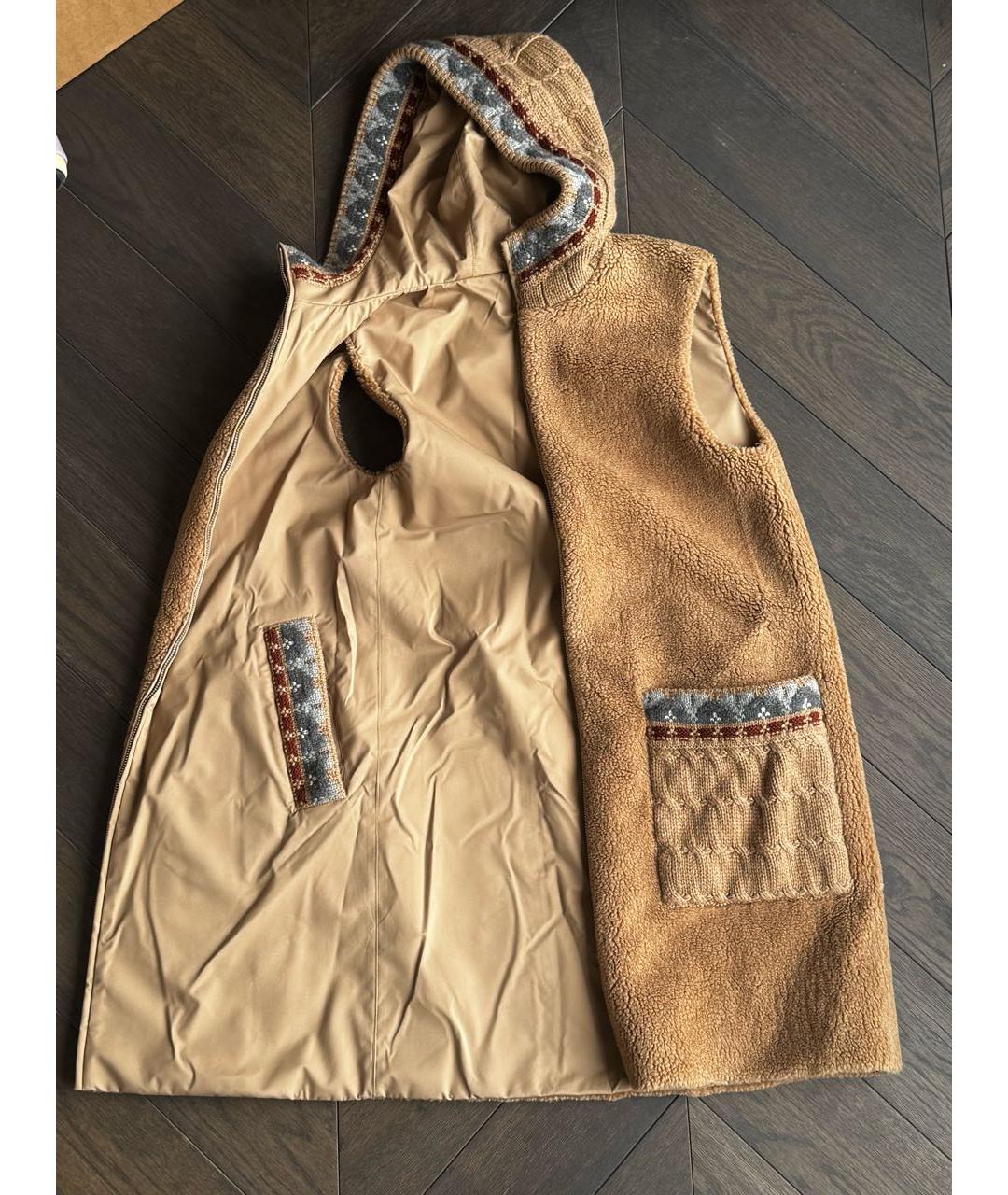 LORO PIANA Горчичный меховой жилет, фото 4