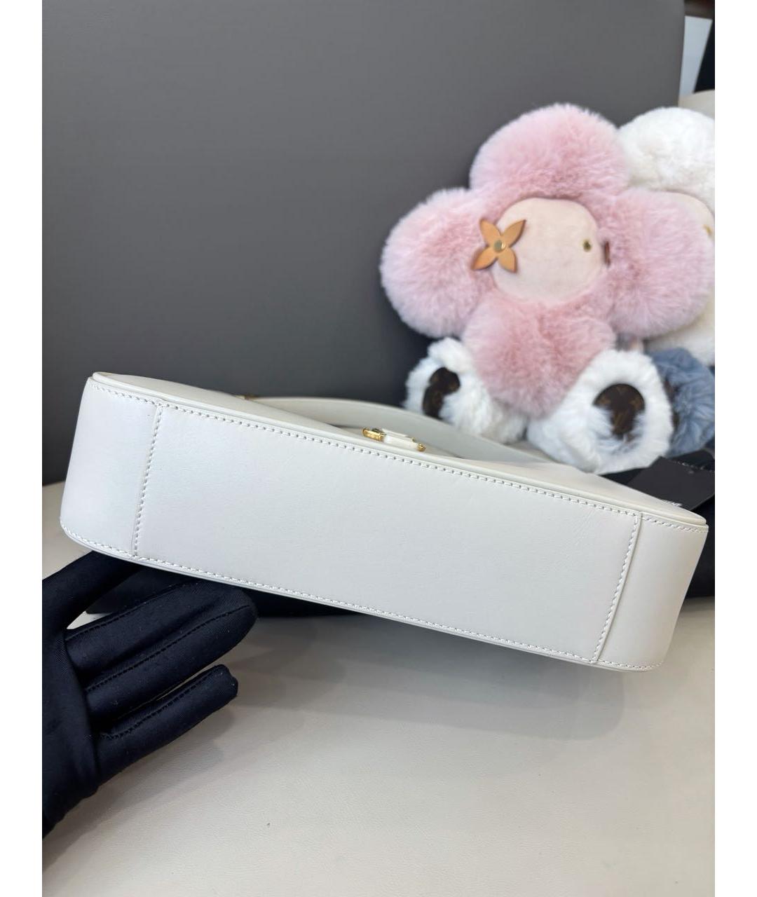 SAINT LAURENT Белая кожаная сумка через плечо, фото 5