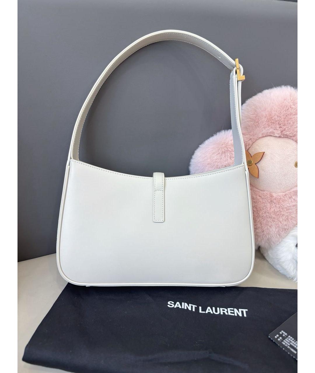 SAINT LAURENT Белая кожаная сумка через плечо, фото 3