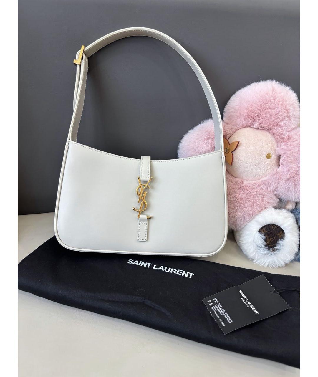 SAINT LAURENT Белая кожаная сумка через плечо, фото 2