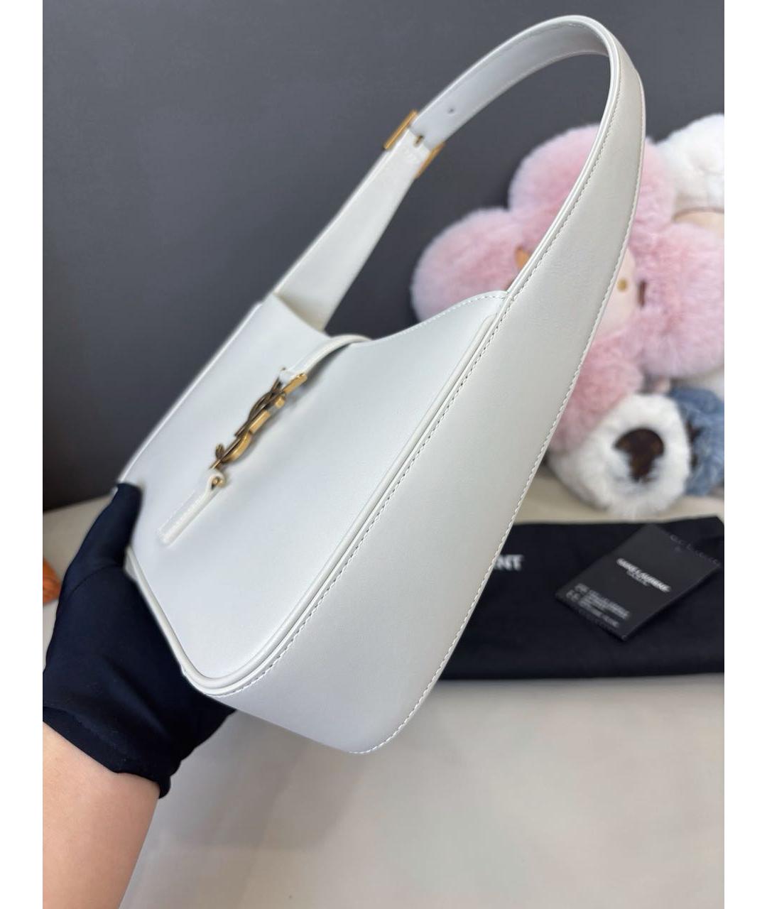 SAINT LAURENT Белая кожаная сумка через плечо, фото 4