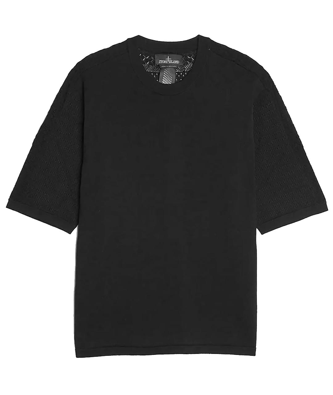 STONE ISLAND Черная хлопковая футболка, фото 1