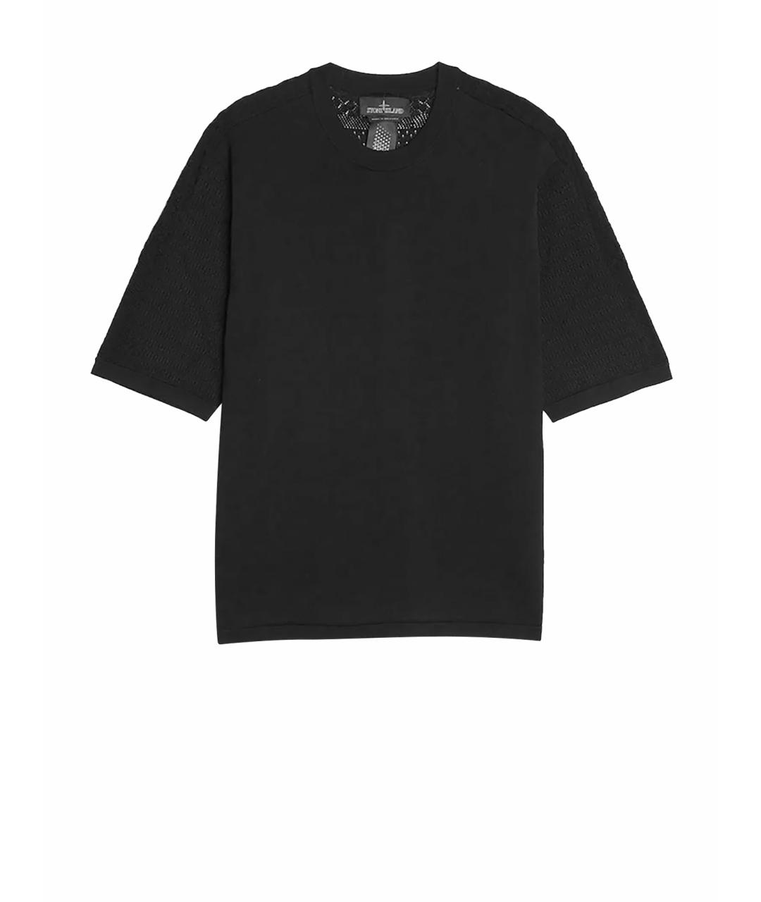 STONE ISLAND Черная хлопковая футболка, фото 1