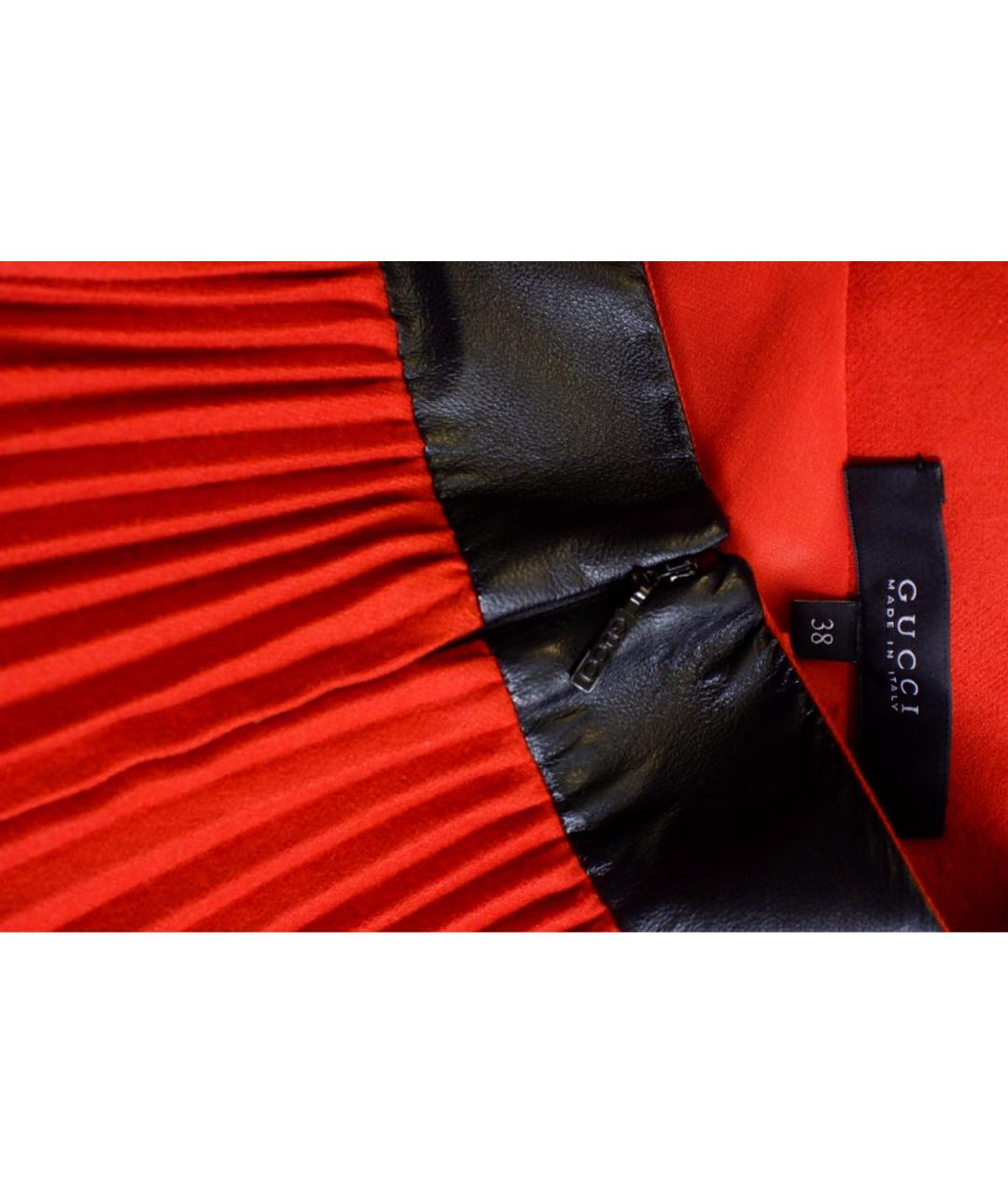 GUCCI Красная шерстяная юбка миди, фото 3