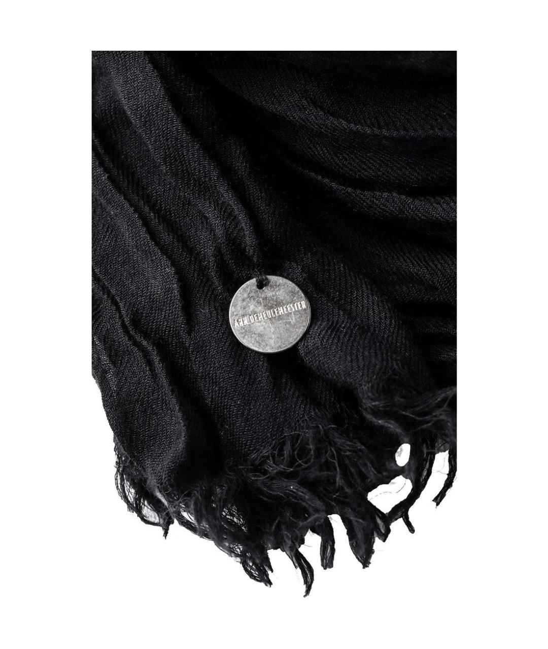 ANN DEMEULEMEESTER Черный хлопковый шарф, фото 3